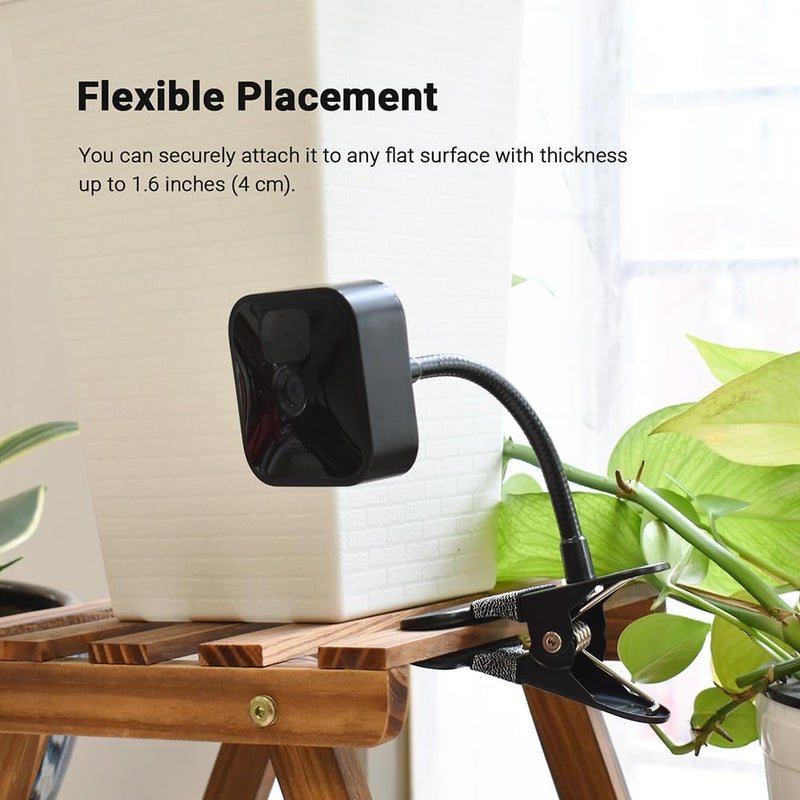 Holicfun Clip Mount for Ring, Blink, Eufy, Google Nest, Wyze, and Arlo Indoor Outdoor Cameras, 15cm Gooseneck Arm, Flexible Adjustment, Strong Clamp, Black, 2-Pack - Image 3